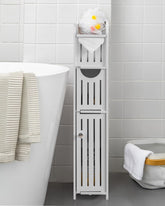 AOJEZOR slim bathroom storage cabinet keeps small spaces organized and tidy.