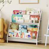 Aokitsink 4-tier bookshelf front view showing easy-access picture books for kids