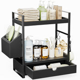 Aollewoiti 2-Tier bathroom organizer with drawers and basket for easy access to daily essentials