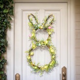 AOMOONOA timer Easter bunny wreath for front door with warm glow and welcoming presence