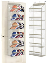 AOODA Clear over-the-door hat rack displays 72 caps with easy access.