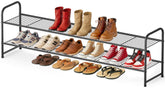 AOODA long 2-tier shoe rack in entryway keeps 18 pairs organized.