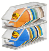 AOODA stackable hat storage box displays 24 hats in a tidy closet.