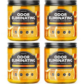 AOOVOO citrus lemon odor-eliminating candle with 4-pack packaging, quick room freshening.