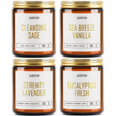 AOOVOO lavender vanilla candle in a glass jar for tranquil evenings.