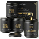 AOOVOO Rose Sandalwood candle in black jar for calming ambiance