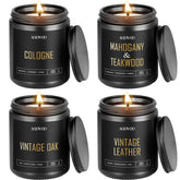 AOOVOO Vintage Leather candle in a black jar for a refined space.