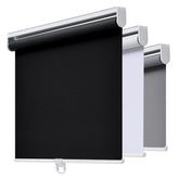 AOSKY cordless blackout roller shade closed to block room light and glare