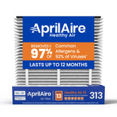 Aprilaire 313 replacement filter for 20x20x4 purifiers traps allergens for cleaner indoor air.
