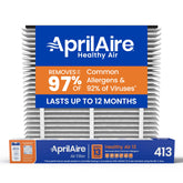 Aprilaire 413 filter assembly close-up showing precise fit for optimal filtration.