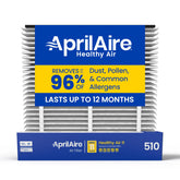 Aprilaire 510 replacement filter packaging close-up for reliable home HVAC performance.