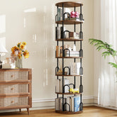 Arbcoler 6-tier rotating bookshelf offering 360-degree access for easy retrieval.