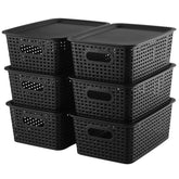AREYZIN storage bins with lid stack neatly for clutter-free shelves.