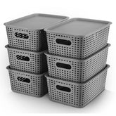 AREYZIN plastic storage basket with lid close-up showing sturdy construction for durable use