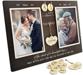 A'arkaJ 50th frame front view shows warm wood veneer for timeless display.