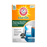 Arm & Hammer Essentials hanging moisture absorber bags in use for closet freshness