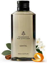 AROMAPLAN Santal bottle pour showing a warm, lasting hotel fragrance