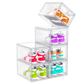 ARSTPEOE 6-pack shoe organizer clear box front view for quick pair identification.