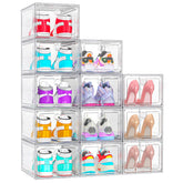 ARSTPEOE shoe organizer with magnetic front door keeps pairs secure and accessible.