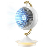 ART QIDOO desk fan with light showing 16-inch frame for bedside or desk cooling and ambient illumination