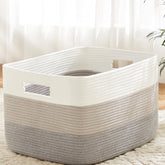 Artfeel blanket basket rectangle woven storage on shelf for tidy blankets.