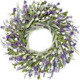 Artgar 26-inch lavender wreath on front door for bold curb appeal.