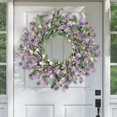 Artgar Front Door Wreath 24-Inch Purple enhances curb appeal with seasonal color
