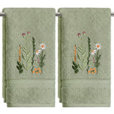 Artoid Mode sage green wildflower towel close-up highlighting embroidery and soft cotton.