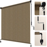 Artpuch outdoor roller shade folded fabric ready for quick shade on sunny patios.