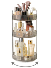 Asayuee 360 rotating organizer top compartment close-up for organized vanity storage.