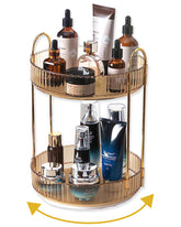 Asayuee 360° rotating makeup organizer top view for easy access to cosmetics.