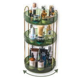 Asayuee 360 rotating organizer top view showing accessible cosmetics and perfumes