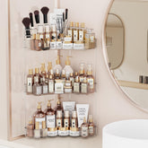 Asayuee 3-Tier Corner Organizer on a clutter-free bathroom counter.