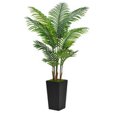 ASTIDY artificial palm tree 5ft in black tall planter for elegant indoor decor and year-round greenery.