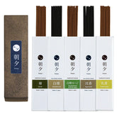 Asayu Japan incense sampler box with five natural fragrances for calming spaces.