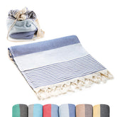 ATANI Turkish Beach Towel converts to a bag, ideal for effortless carry.