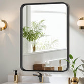 Atilioo 36x24-inch rounded mirror with black frame offering distortion-free reflection