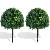 ATLIKE 24-inch boxwood topiary on a porch adds evergreen curb appeal.
