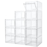 Attelite Upgrade 12pack shoe box outer view showing sturdy clear storage for sneakers.