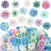 ATTGREAT 210-pcs blue mini silk flower heads bulk for DIY crafts and decor.