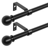 ATUHOLA 2-pack black metal curtain rods with ball finials ideal for versatile decor.