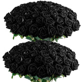 Auihiay black roses 60pcs bouquet close-up shows lush velvet petals for dramatic decor.