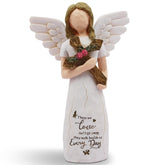 AUKEST angel statue with cream dress, cross and flowers for heartfelt remembrance.