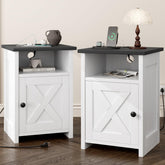 AURINEST end tables with charging station, front view, ideal for compact spaces.