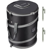 Automatters pop-up trash bin fully expanded for camping and yard storage.