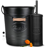 Autumn Alley farmhouse trash can with space-saving design and matte black finish