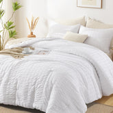 Avelom Seersucker King Comforter Set on bed with chic texture and breathable comfort.