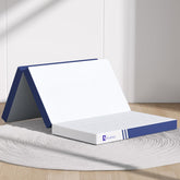 Avenco foldable twin mattress folded for compact storage.