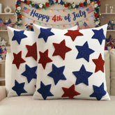 AVOIN colorlife patriotic pillow cover with red and blue stars embroidery for festive living room decor