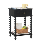 AWASEN black nightstand with drawer for compact bedside storage and easy reach